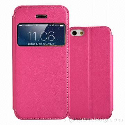 Leather Cases for iPhone 5/5S, Made of High-quality PU Leather with PC Back Cover